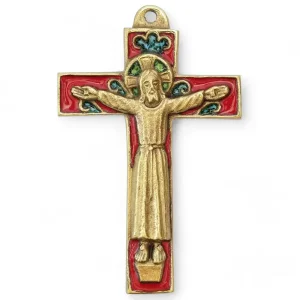 Christ roman en bronze et croix émaillée, 4 couleurs – 12 cm – 0145