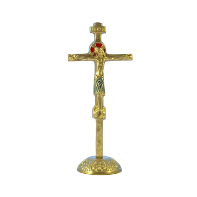 Crucifix sur socle, bronze émaillé – 17 cm – 0135