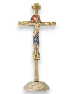 Crucifix sur socle, bronze émaillé – 17 cm – 0135