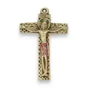 Crucifix travaillé en bronze émaillé