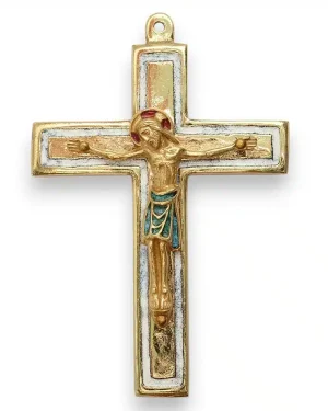 Croix avec liseret émaillée avec Christ – 12 cm – 955/800