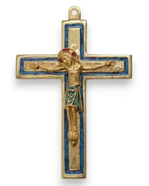 Croix avec liseret émaillée avec Christ – 12 cm – 955/800