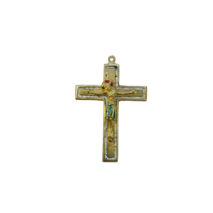 Double croix émaillée avec Christ – 12 cm – 955/800