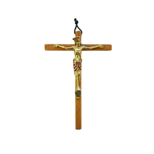 Jésus-Christ en Majesté, crucifix couronné sur croix de bois – 18 cm – 110