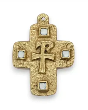 Monogramme Chrisme sur croix avec cabochons – 7,8 cm – L29