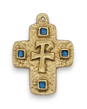 Monogramme Chrisme sur croix avec cabochons – 7,8 cm – L29