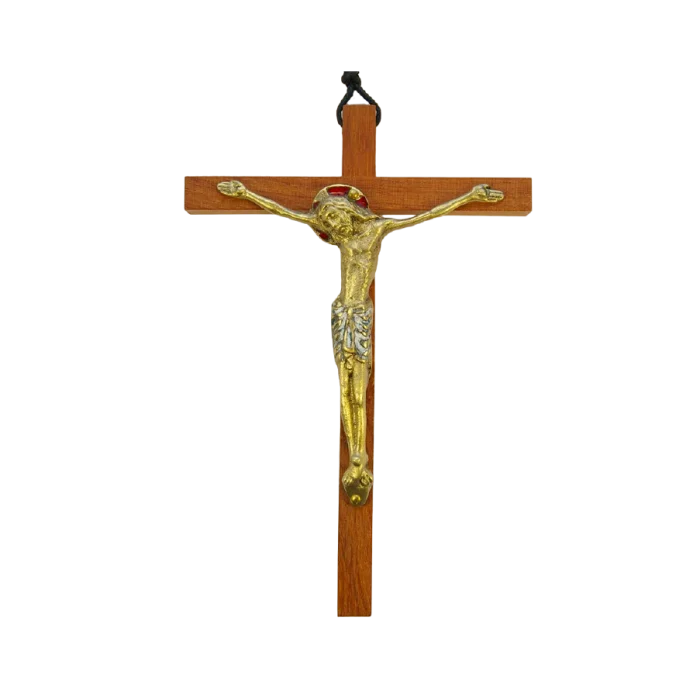 Christ en bronze et émaux sur croix murale – 20 cm – 933