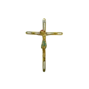 Crucifix Christ sur croix fine bronze émaillé