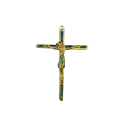 Crucifix Christ sur croix fine bronze émaillé