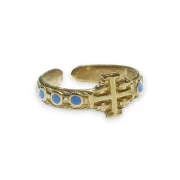 Bague dizainier avec Croix de Jérusalem en bronze et émaux