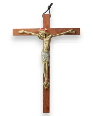 Christ en bronze et émaux sur croix murale – 20 cm – 933