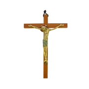 Christ en bronze et émaux sur croix murale – 20 cm – 933 vert - Les Tailleurs d'Images