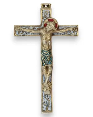 Grand Crucifix mural sur croix latine avec arabesques – 23 cm – 04