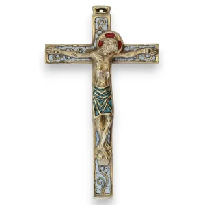 Grand Crucifix mural sur croix latine avec arabesques – 23 cm – 04