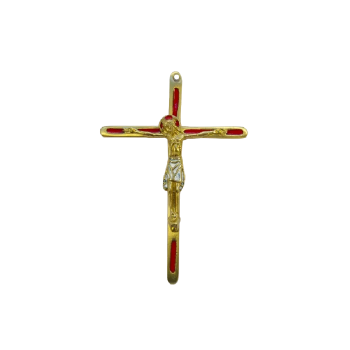 Crucifix Christ sur croix fine bronze émaillé – 14,5 cm – 0188-C810