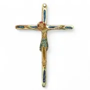 Crucifix coloré Christ sur croix fine bronze émaillé