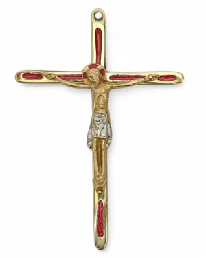 Crucifix fin en bronze émaillé – 14,5 cm – 0188-C810
