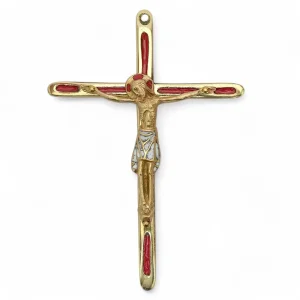 Crucifix Christ sur croix fine bronze émaillé – 14,5 cm – 0188-C810