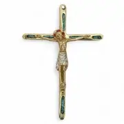 Crucifix coloré Christ sur croix fine bronze émaillé