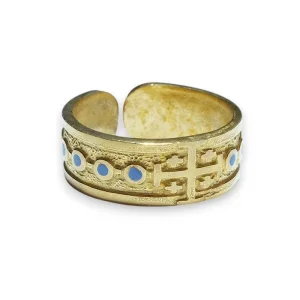 Bague chapelet ouverte en bronze et émaux grand feu – N104