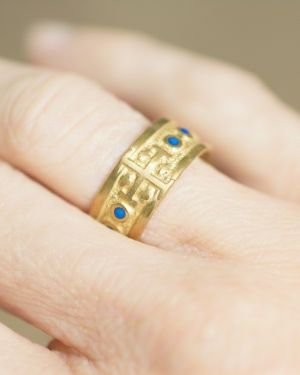 Bague chapelet ouverte en bronze et émaux grand feu – N104