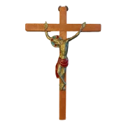 Grand Christ mural bronze croix bois