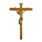 Grand Christ mural bronze croix bois