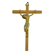 Grand Christ mural bronze croix bois 25cm – 520 blanc | Les Tailleurs d'Images