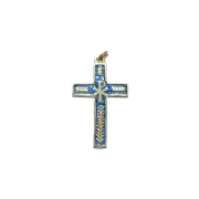 Croix de communion en bronze émaillé – 5,7 cm – 0125 bleu_ - Les Tailleurs d'Images