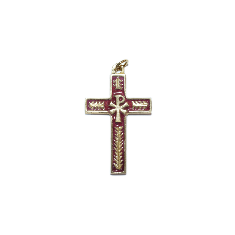 Croix de communion en bronze émaillé – 5,7 cm – 0125 rouge - Les Tailleurs d'Images