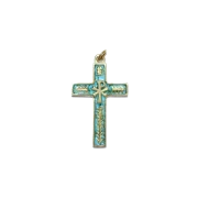 Croix de communion en bronze émaillé – 5,7 cm – 0125 vert - Les Tailleurs d'Images