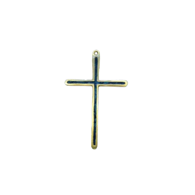 Croix fine au dessin contemporain en bronze émaillé – 12 cm – 0189