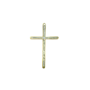 Croix fine au dessin contemporain en bronze émaillé – 12 cm – 0189