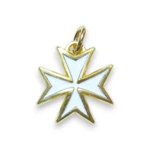 Croix de Malte en bijou, pendentif en bronze émaillé – 2,2 cm – 027