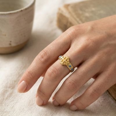 Bague dizainier bronze et émaux – taille 54-57 – N165