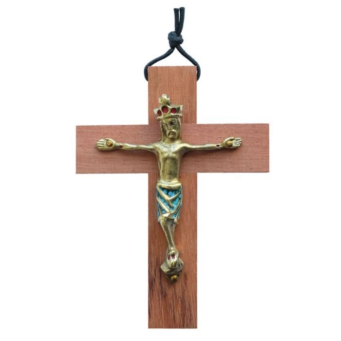 Christ couronné Crucifix en majesté bois – 13.5cm – 130