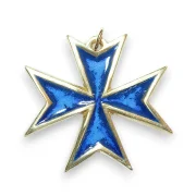 Croix de Malte bleu et bronze – pendentif