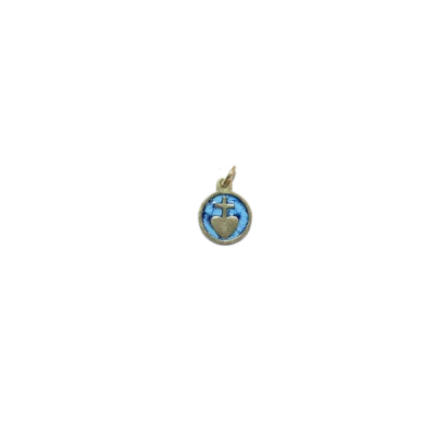 Médaille pendentif sacré coeur bronze émaillé – 1,6cm – v17