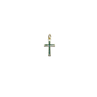 Pendentif croix fine en bronze émaillé – 2,2cm – V20 – Vert – Green