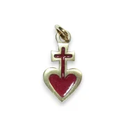 Pendentif sacré-cœur émaillé rouge