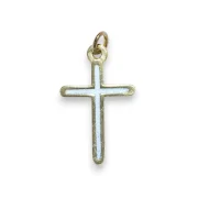 pendentif croix fine émaillée blanche