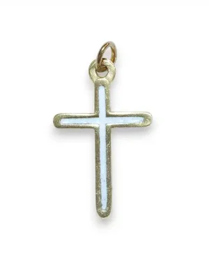 Croix fine pendentif bronze émaillé – 2,8cm – V21