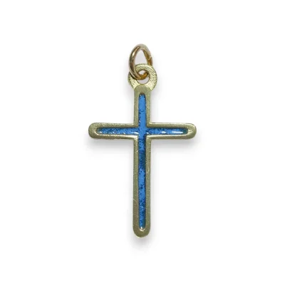 Croix fine pendentif bronze émaillé – 2,8cm – V21