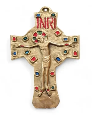 Crucifix mural orné d&rsquo;émaux grand feu – 14 – 5cm – 700