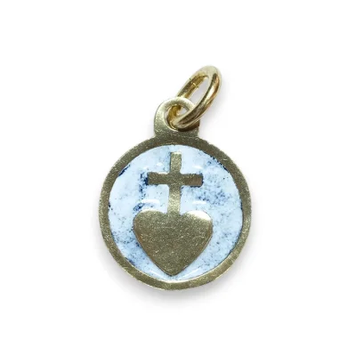 Médaille pendentif sacré coeur bronze émaillé – 1,6cm – v17