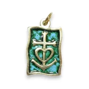 Pendentif Croix de Camargue vert