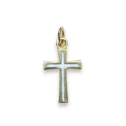 pendentif croix fine émaillée blanc