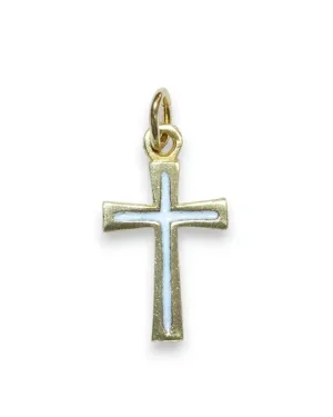 Pendentif croix chrétienne en bronze émaillé – 2,2cm – V20