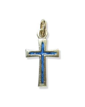 Pendentif croix chrétienne en bronze émaillé – 2,2cm – V20