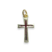 pendentif croix fine émaillée rouge